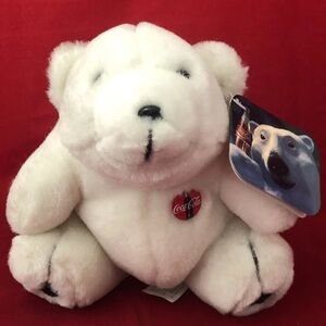 Vintage 1996 Coca-Cola Polar Bear Sitting Plush 10", Stuffed Animal Toy NWT